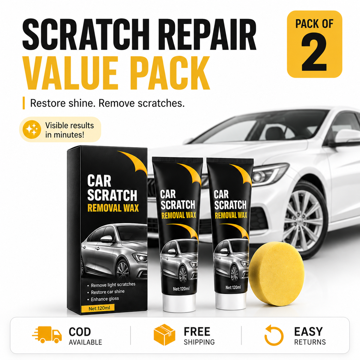 Car Scratch Removal Wax (Buy 1 Get 1 Free)